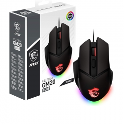 MSI Clutch Gm20 Elite Ergonomic Gaming MousEUsb, RGB Mystic Light, Optical Sensor Paw 3309 6400 Dpi, Switch Up To 20 ml Click, Variable Weight System Black, S12-0401870-C54